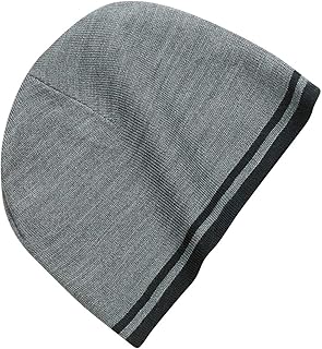 Port & Company - Fine Knit Skull Cap with Stripes OSFA Athletic Oxford/Black