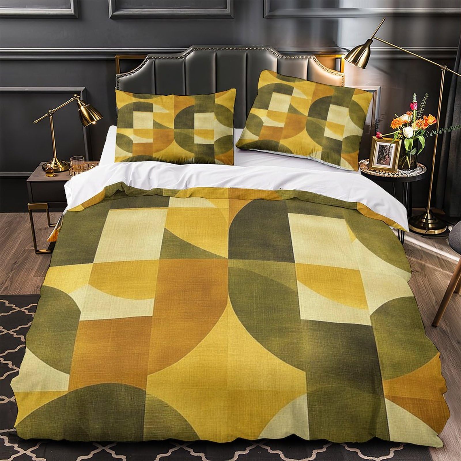 MMDASBVPE GeometricPattern Duvet Cover 3D Print Durable 3 Pcs Bed Linen Hidden Zipper ModernAbstractDesign_2 Quilt Cover Premium Washable for Kids Adults Women Teens Youth Girls Boys King（220x240cm）