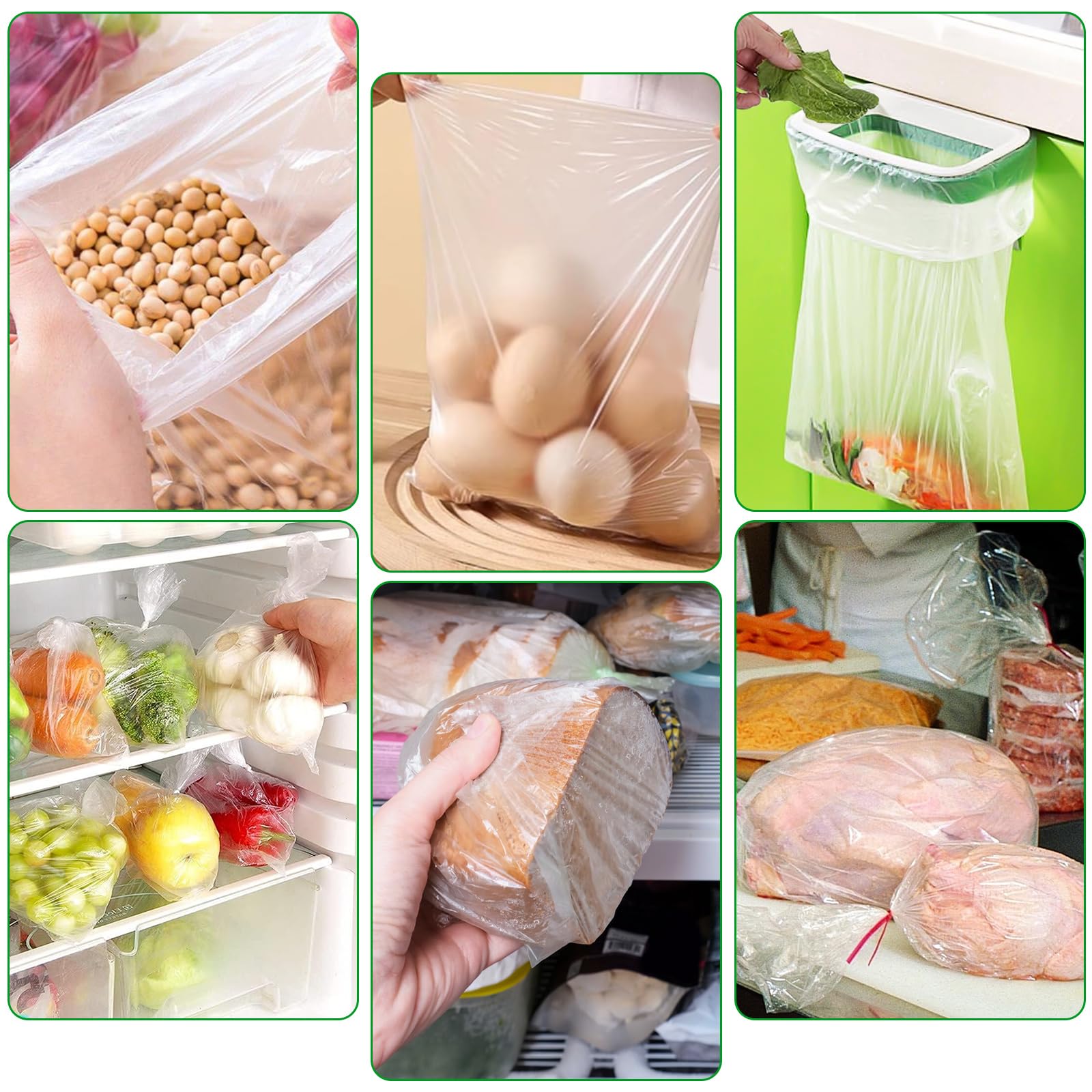 Lebensmittelbeutel, 35,6 x 50,8 cm, Frischhaltebeutel, transparent, für Lebensmittel, Obst, Gemüse, Brot, Küche, Gefrierschrank, Supermarkt, 350 Kunststoffbeutel / Rolle (2 Rollen)