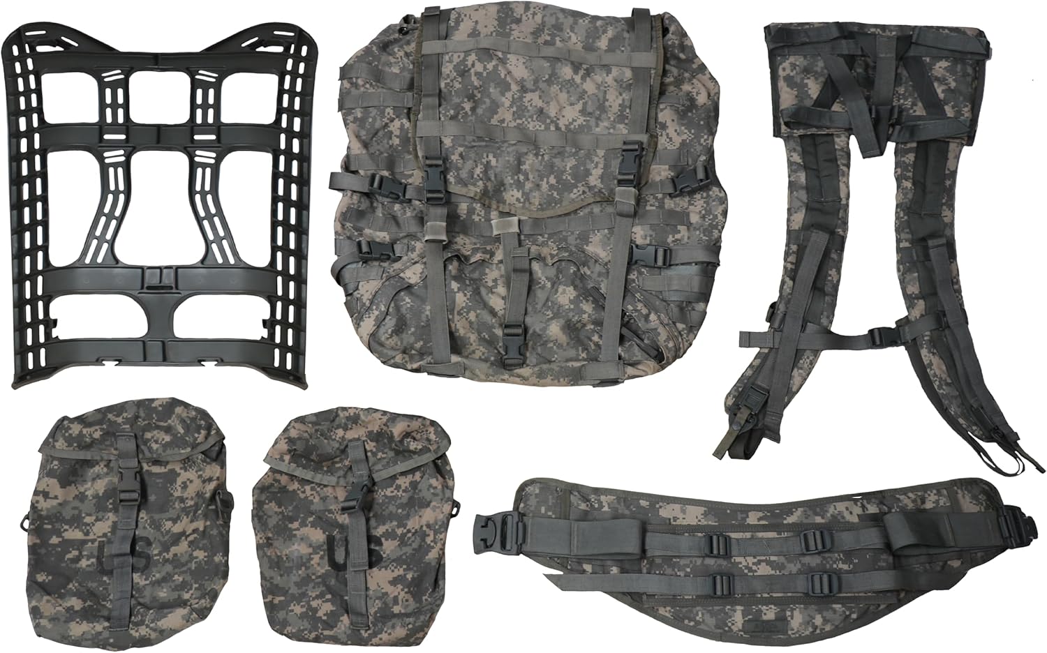 USGI Previously Issued UCP ACU Large Rucksack Complete w Frame, Hip Belt, Shoulder Straps, Sustainment Pouches