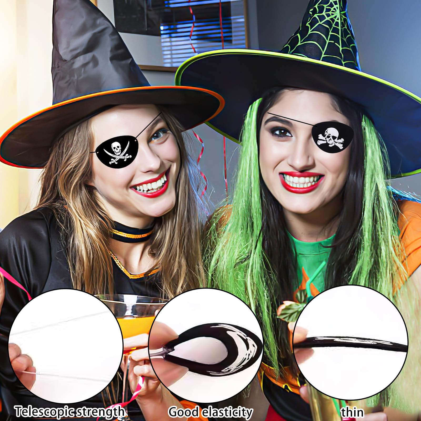 Benda per Occhio da Pirata, Bende in Feltro per Occhi da Pirata Bende Nere per Occhi da Pirata Bende per Un Occhio Festa di Halloween Puntelli di Prestazioni Natalizie(24 Pezzi)