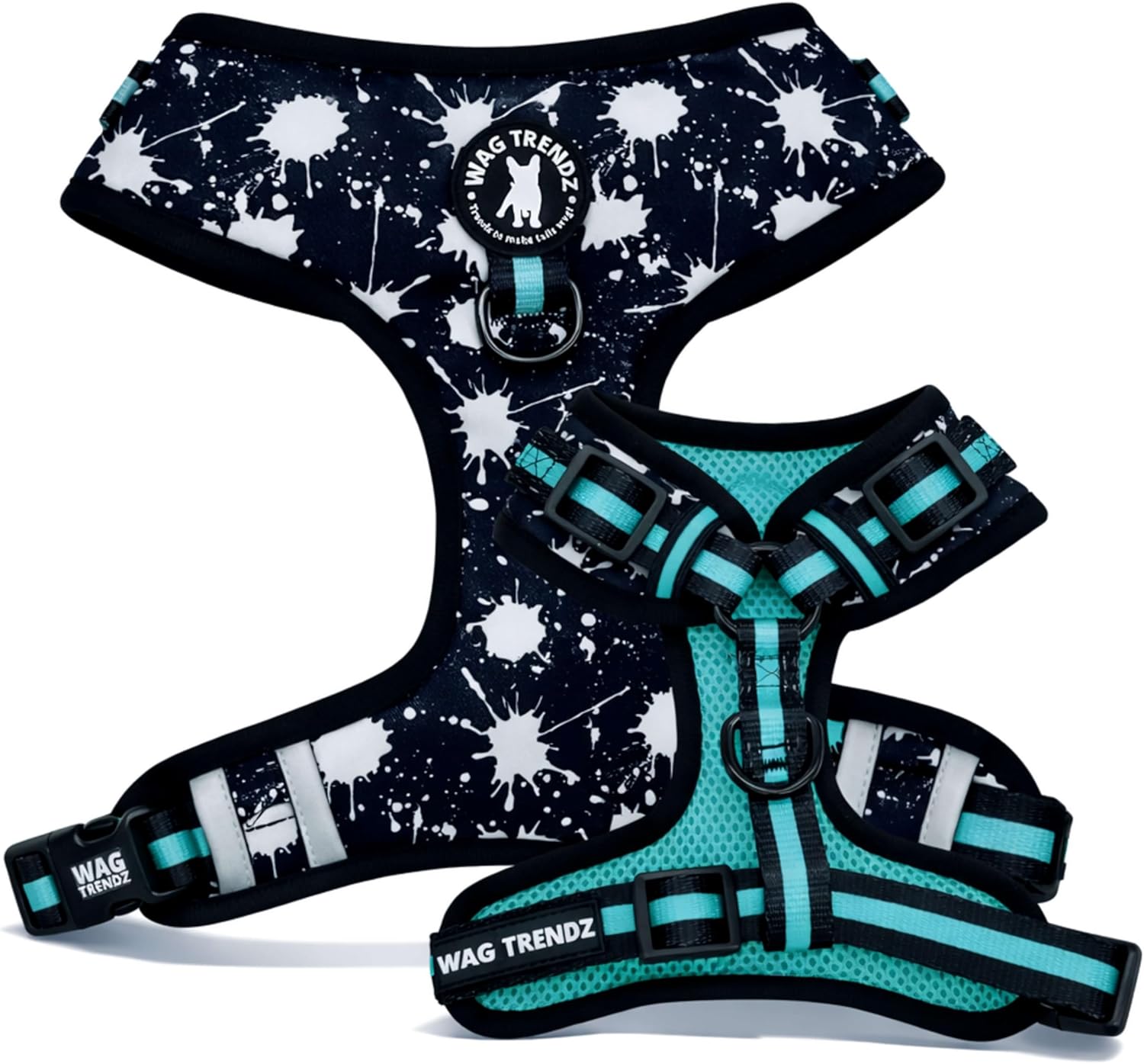 WAG TRENDZ Medium Dog Harness | Dog Accessories | Breathable Air Mesh Interior | Padded Chest for Comfort | Durable Neoprene Exterior | Easy On/Off | Splatter Swagger | Medium