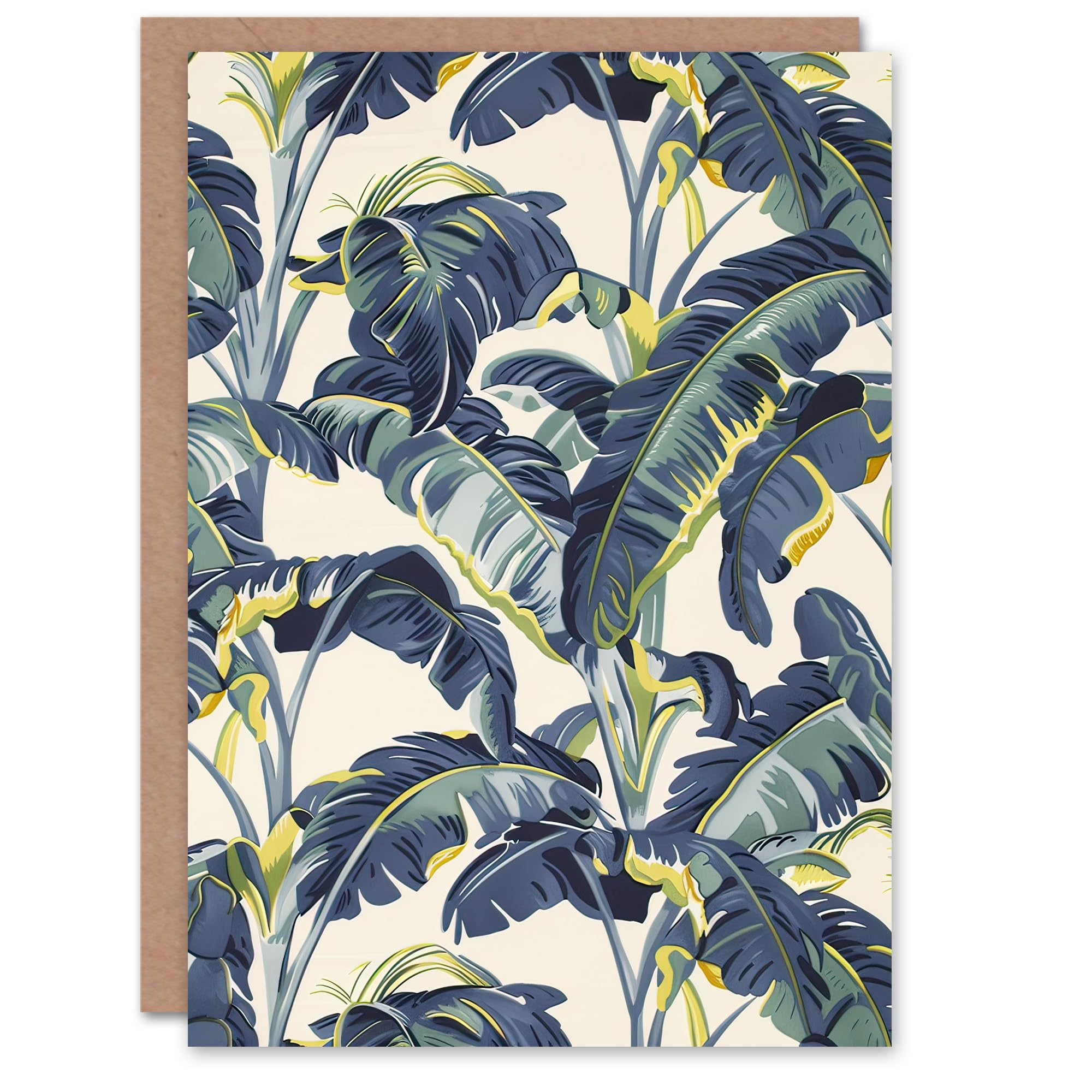 Artery8 Greeting Card Banana Plant Artwork Leaves Foliage Tropical Blank For Him Or Her Art Birthday Card