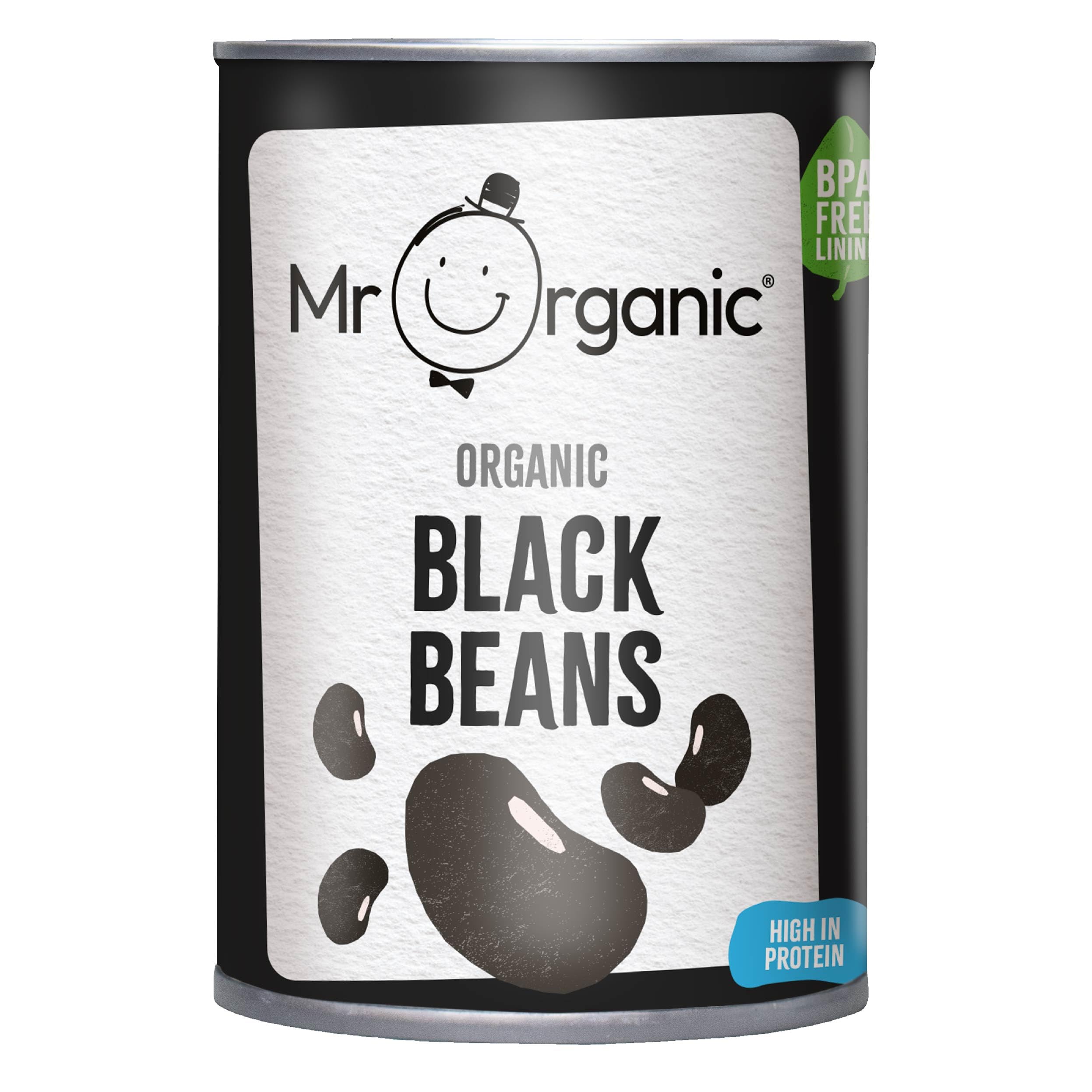 Mr Organic Black Beans - 400g, High in Protein & Fibre