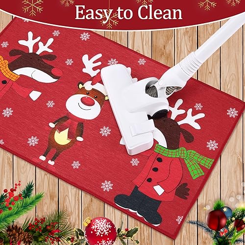 Miniatura 72 de CAROMIO Tapete decorativo de Navidad para puerta delantera, tapete de bienvenida lavable, para interiores y exteriores, antideslizante, tapete