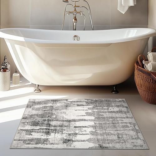 Vista 186 de jinchan Alfombra de pasillo de 2 x 6 pulgadas, lavable, moderna, abstracta, gris, con estampado múltiple, alfombra para interiores, contemporánea