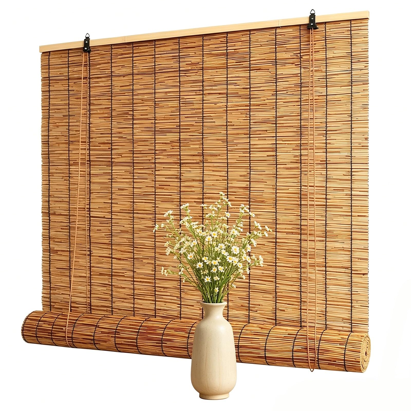 Outdoor Bamboo Roller Shades for Patio Privacy, Roll Up Bamboo Blinds for Porch, Pergola and Windows, Weather Resistant Light Filtering Shade for Deck and Gazebo(150Wx230Hcm)