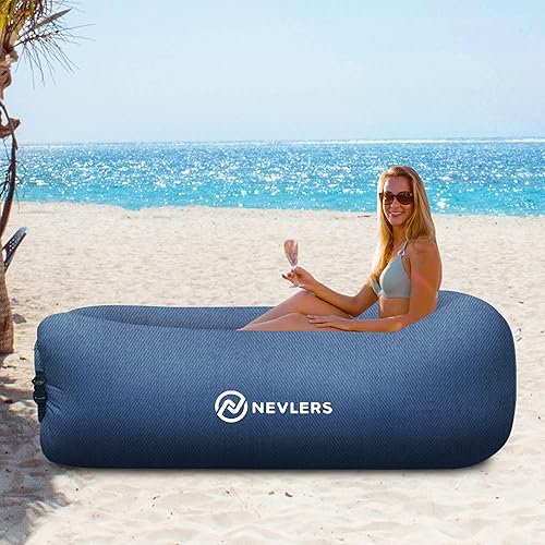 Miniatura 4 de Nevlers Inflatable Lounger Air Sofa  Perfect for Beach Chair Camping Chairs or Portable Hammock & Includes Travel Bag Pouch, Ground Peg & 3 Pockets