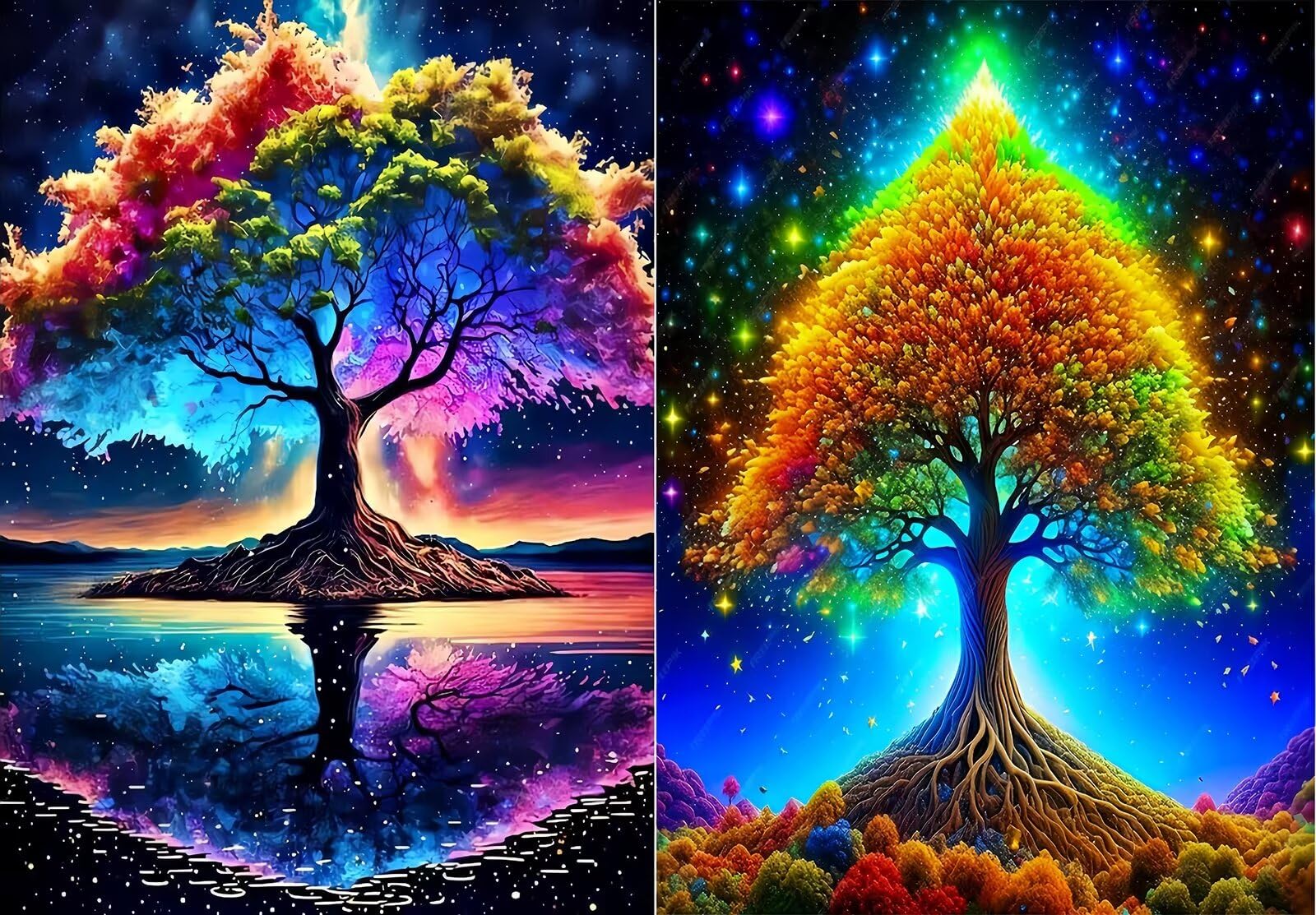 Tabeskly Women's Q 2 Pack 5D Diamond Painting Kits For Adults Uk Landscape Tree Jewel Bead Gem Crystal Crafts Creations Dimond Picture Art Kit Adults Full Drill Kids Girls Gift