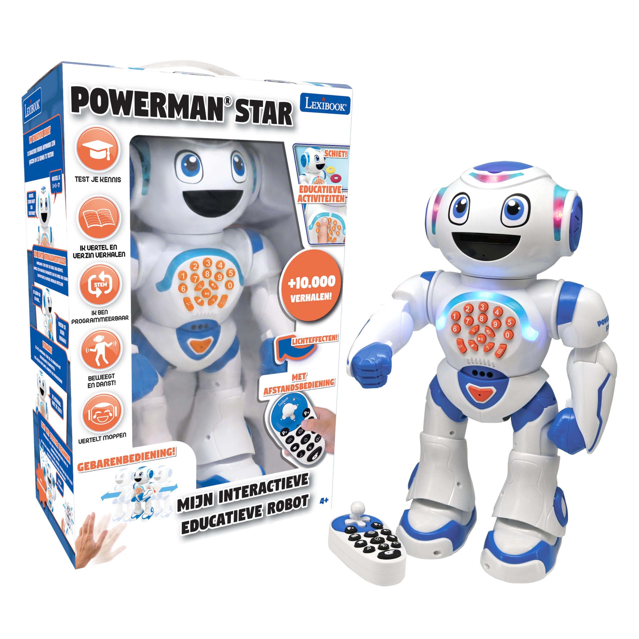 Lexibook Powerman Star Holenderski Pilot Zdalnego Sterowania Stem Programowalny Robot Mówiący i Chodzący dla Dzieci 4+, ROB85NL