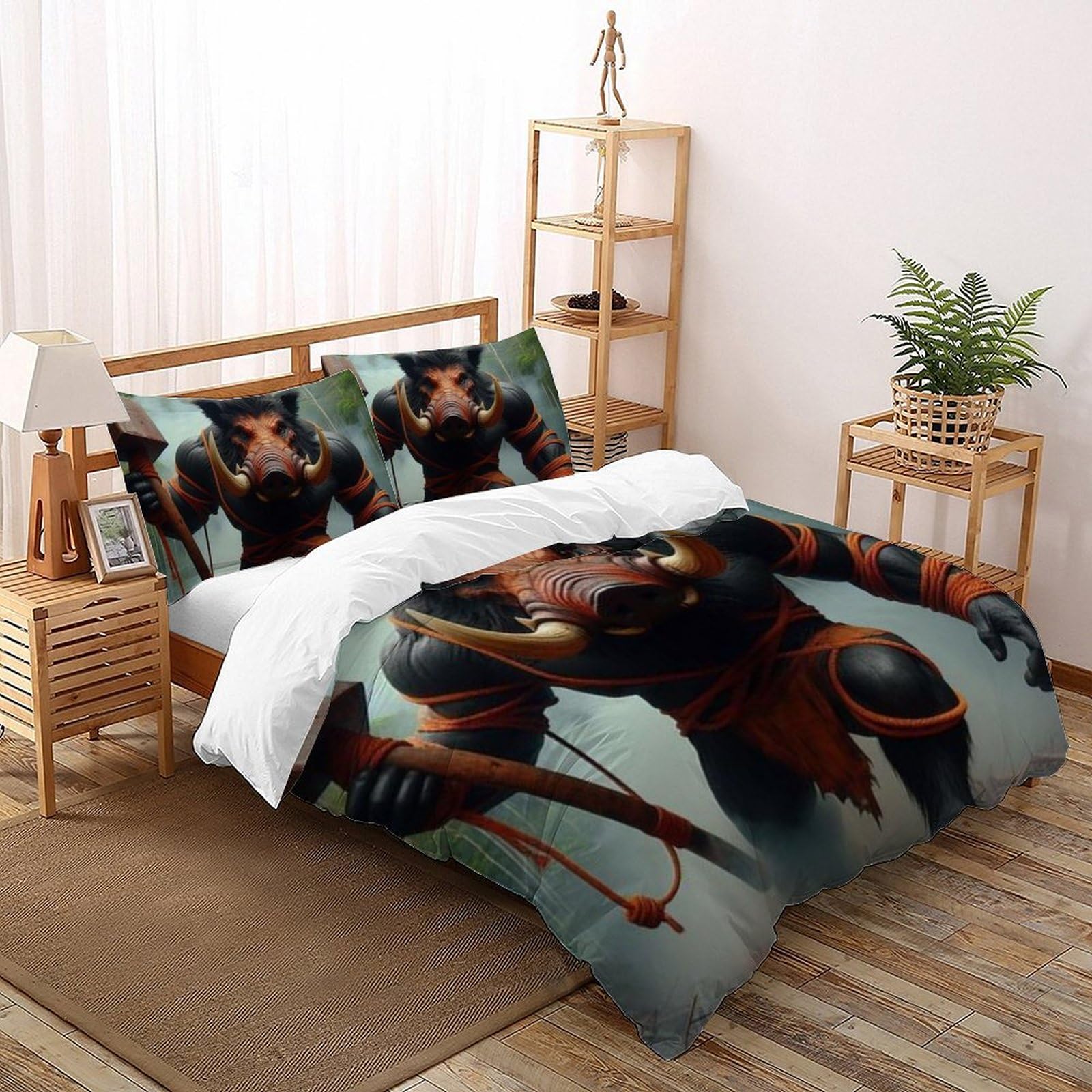 Housse de couette animaux imprimé 3D fermeture éclair en microfibre douce