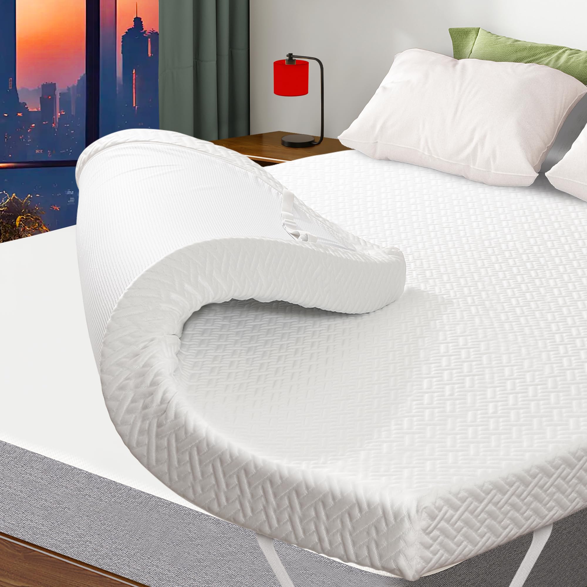 3 Inch Gel Memory Foam Mattress Topper King Size High Density Cooling Mattress Pad for Pressure Relief with Removable & Washable Bamboo Cover