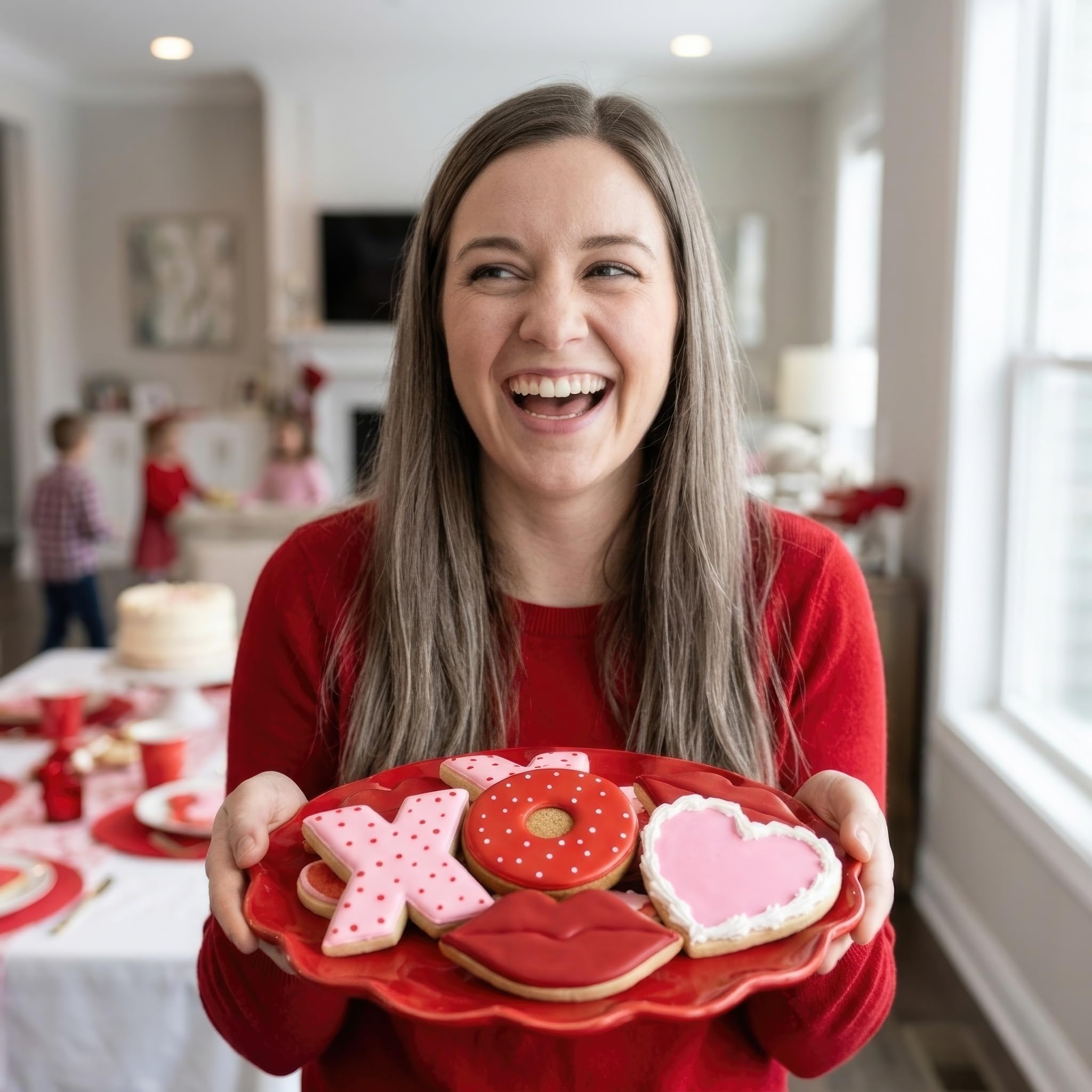 Ann Clark Cookie Cutters Juego de 4 cortadores de galletas San Valentín con libro de recetas, labios, corazón, letra X y letra O