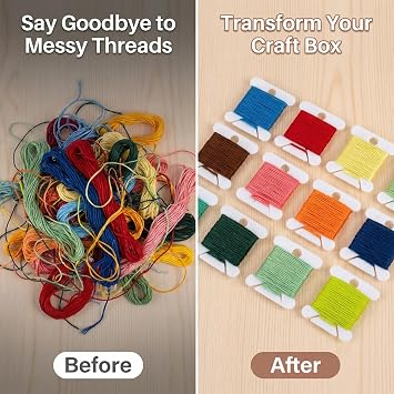 RAINFLOW 150PCS Plastic Embroidery Floss Bobbins - Thread Organizer Cards | White Empty Bobbin Cards Organize Embroidery Floss and Cross Stitch Thread for Sewing, Needlework, Crochet and Craft Projects
