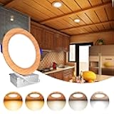 LTBLIGHT 12 Pack LED Recessed Lighting 6 Inch, 1800LM 16W Eqv 200W, Dimmable Canless Recessed Lights, 5CCT 5000K/4000K/3500K/3000K/2700K Selectable, Wood Grain Soffit Wafer Downlights