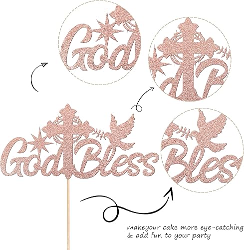 Miniatura 3 de 1 paquete de decoración para tartas con cruz de paloma, bautismo, primera comunión, decoración para bautizo, religioso, Dios bendiga a este niño,