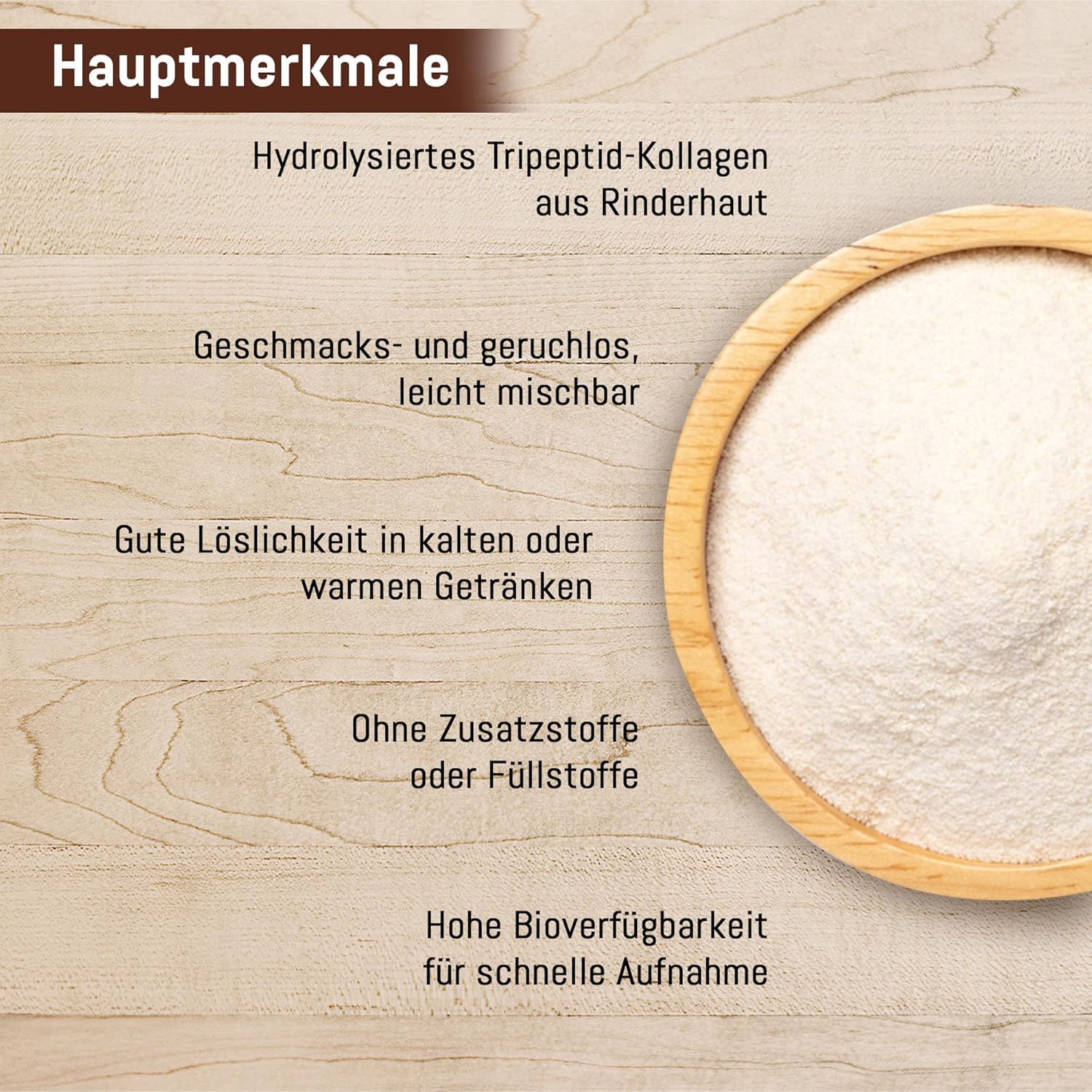 Collagen Hydrolysat - Tripeptid - Gute Löslichkeit - geschmacksneutral - ohne Zusätze - vom Rind - hohe Bioverfügbarkeit - nur 2,5g pro Tag (1 Teelöffel) (800g)