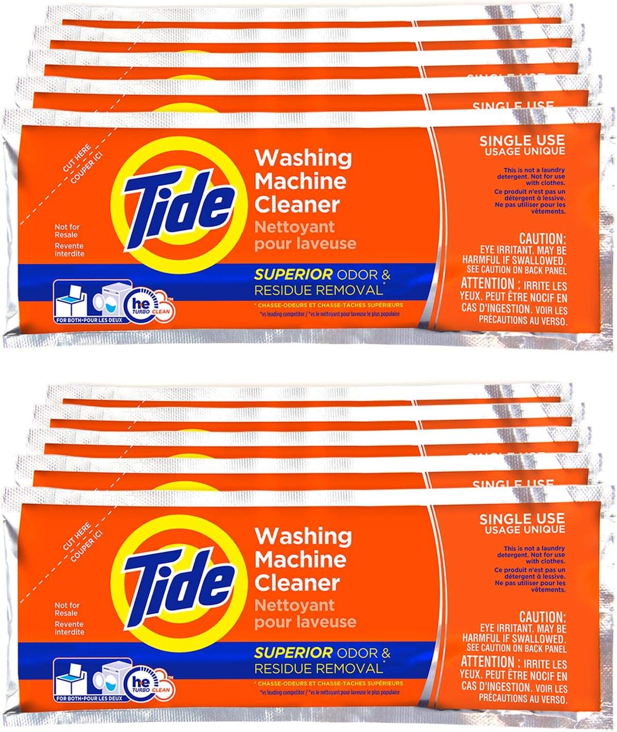 Washing Machine Cleaner by Tide, 10 Count Box, Washer Cleaner Powder for Front and Top Loader Machines, New Milder Scent : Health & Household