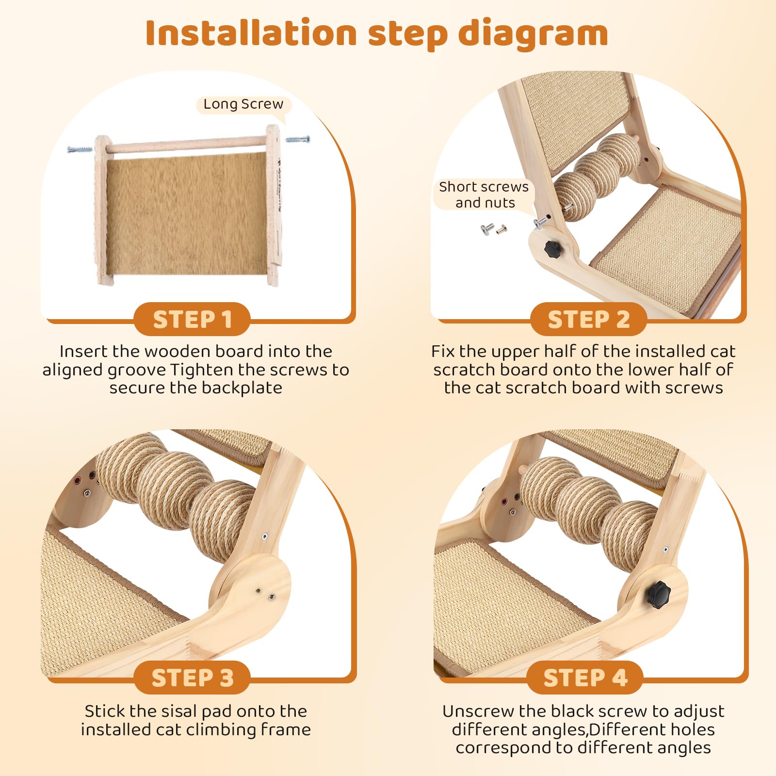 Tiragraffi gatto Tri-Use Sisal L a forma di palla alta 59 cm in sisal naturale, colonna tiragraffi gatto per tutti i gatti, per rilassarsi, proteggere mobili e divani