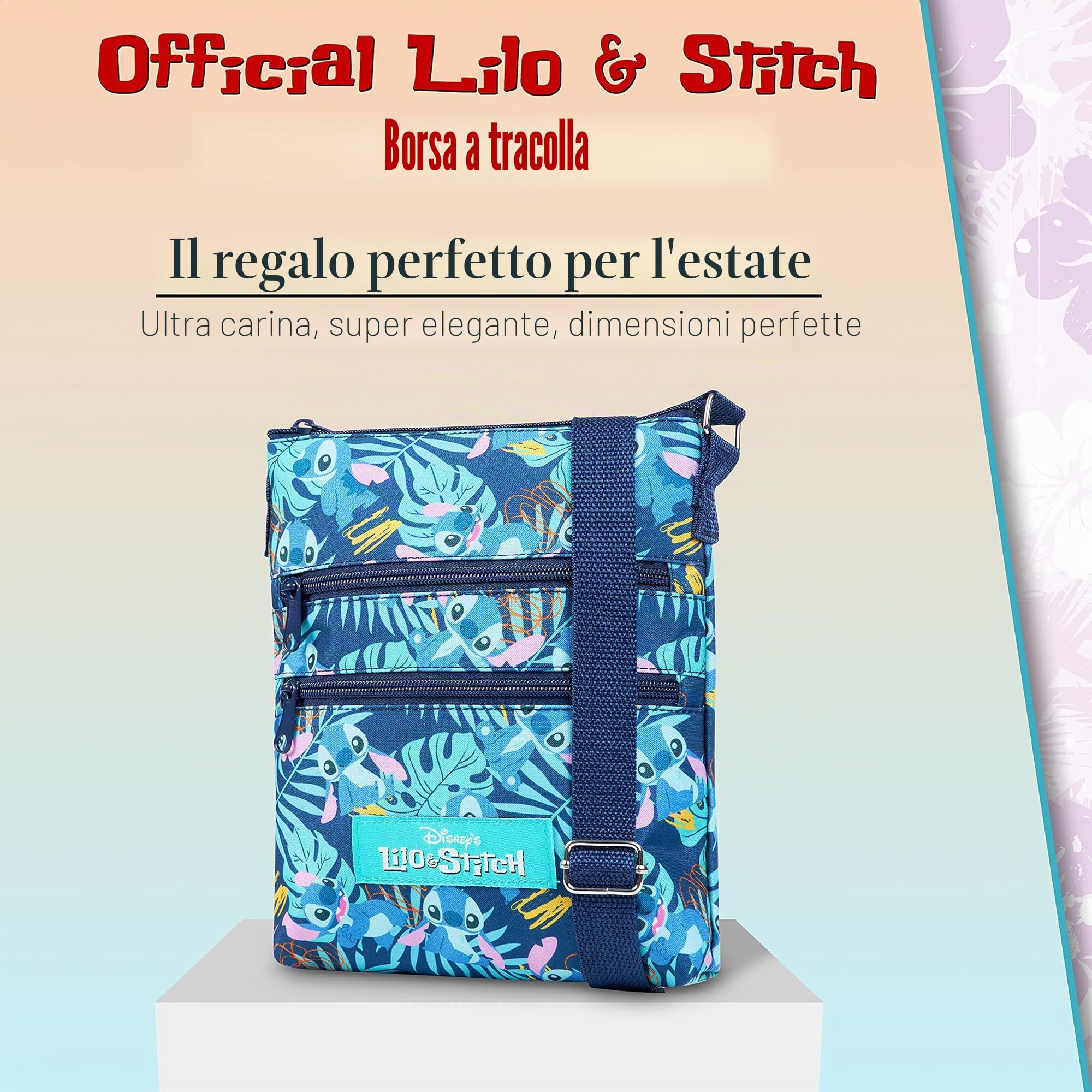 Disney Stitch Borsa Tracolla Bambina Adolescenti, Moda Borsetta Tracolla Donna con Cinturino Regolabile, Idee Regalo Lei