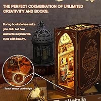 Vista 5 de Kit de rincón de libros, casa de muñecas de bricolaje, estante de libros, decoración de callejón, kit en miniatura de rincón de libros con luces