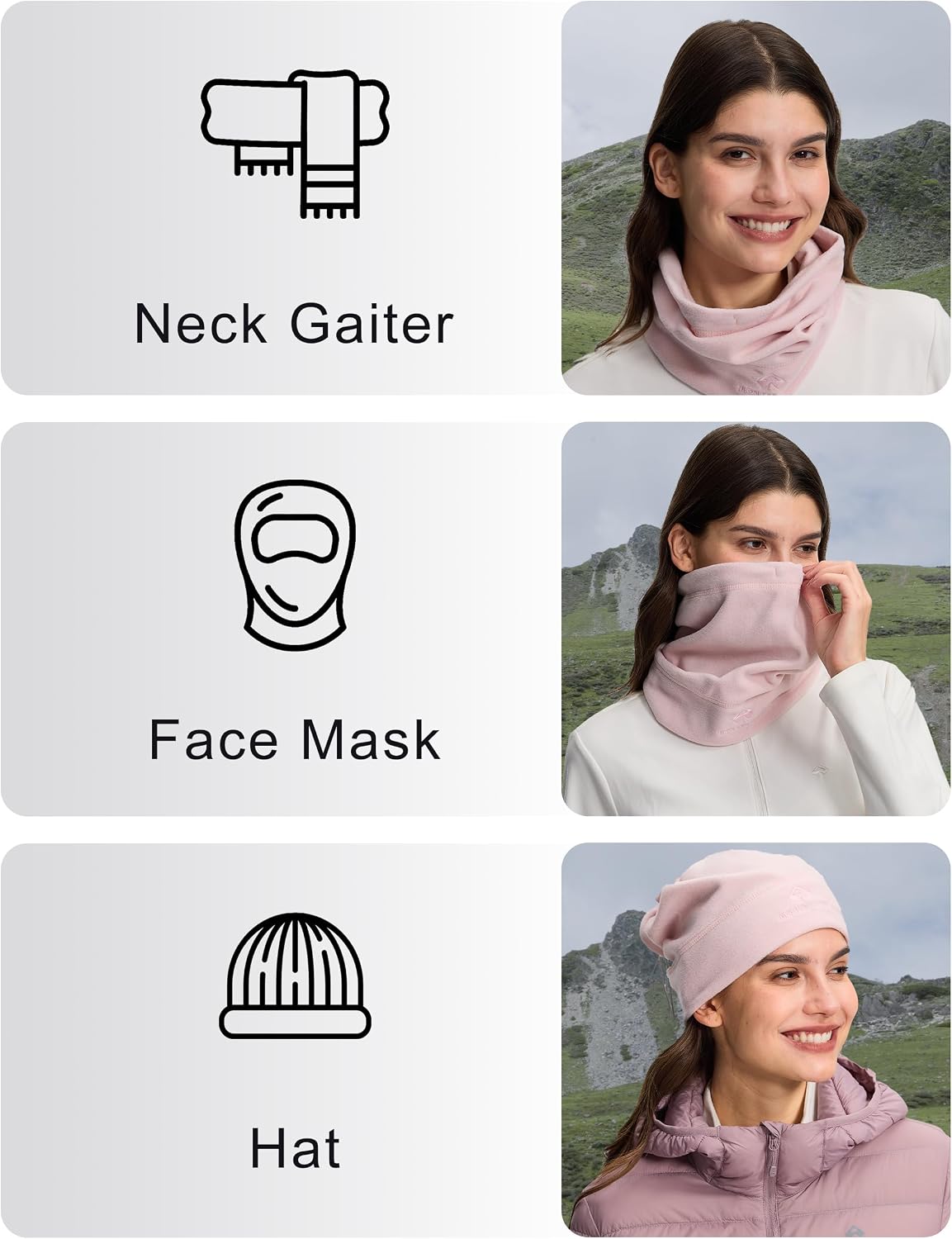 Pioneer Camp Neck Gaiter Warmer Gator 3-in-1 Polar Fleece Watch Cap Beanie Hats Winter Warm Thermal Anti-Static Snow Skiing