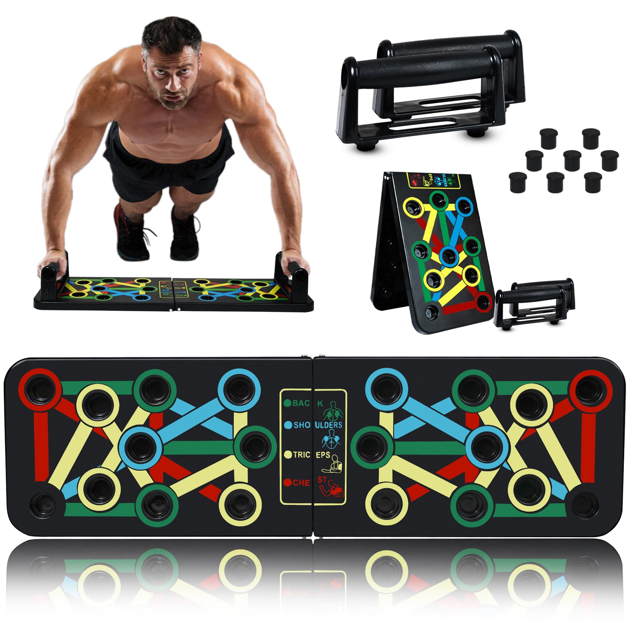 druk life push up board fitness, portable foldable 15 in 1 push up bar at home gym, pushup handles for floor, professional strength training equipment for men and women