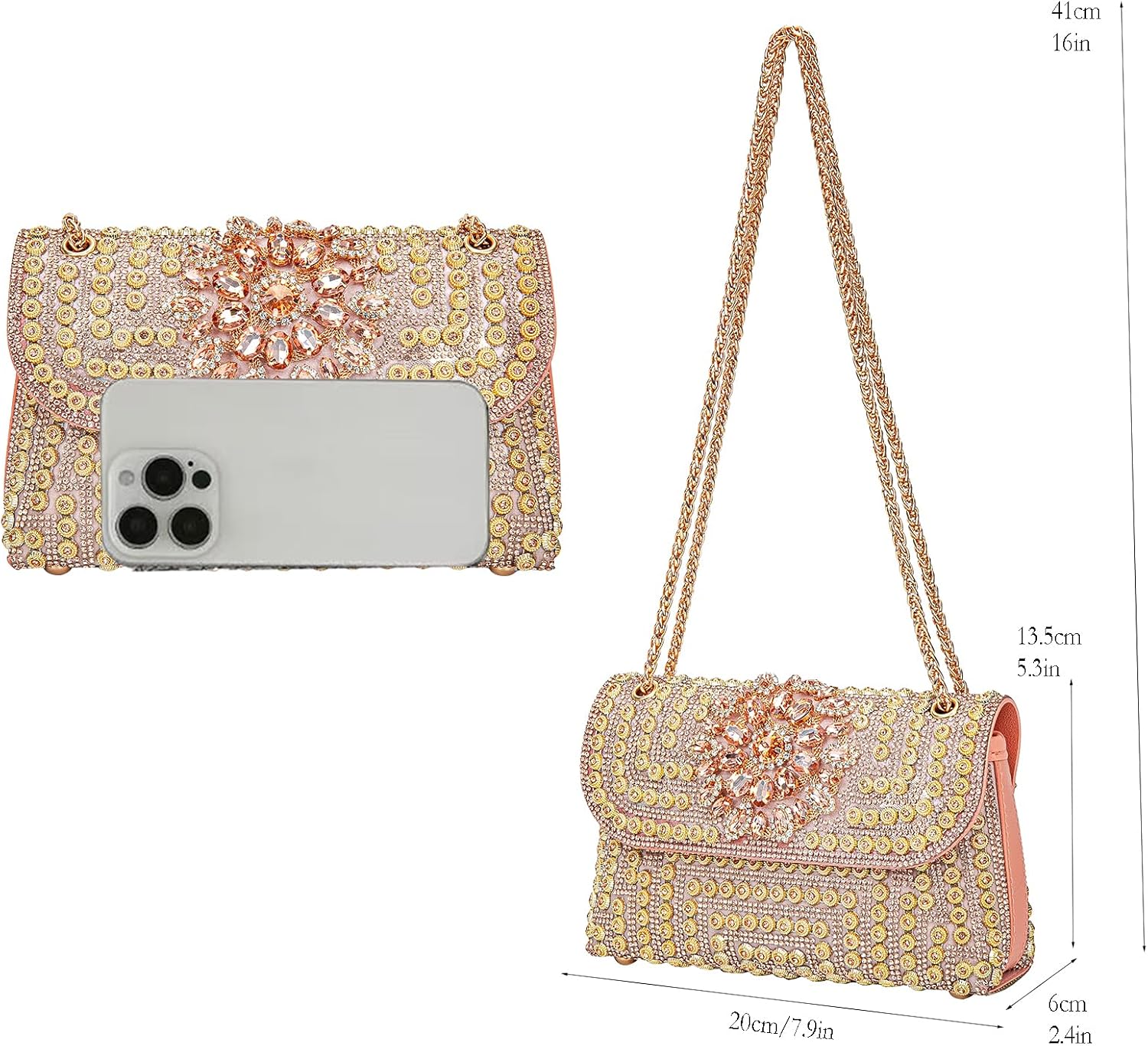 Women's Evening Handbags Rhinestone Purse Crystal Evening Clutch for Women Formal