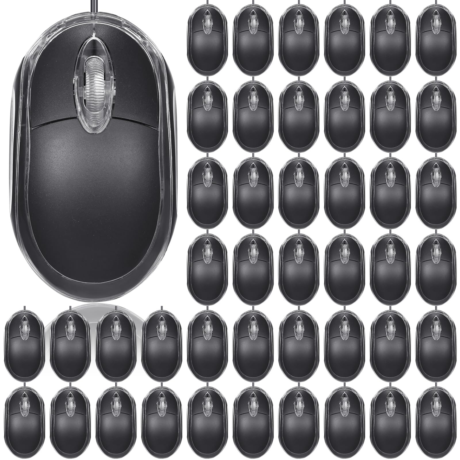 Xuhal 50 mouse USB cablato nero per computer, 1000 DPI, 3 pulsanti, per ufficio, casa, mouse ottico, compatibile con MacBook, PC, desktop e laptop