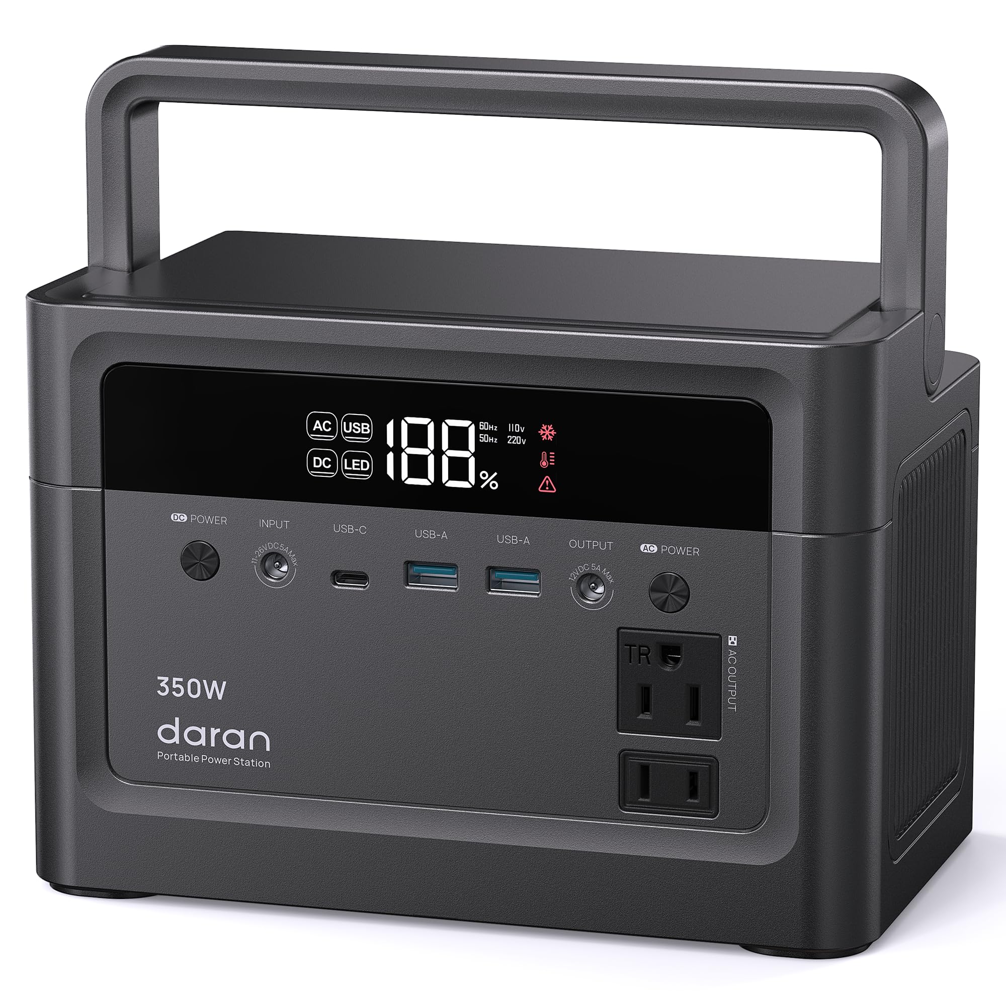 Portable Power Station 288Wh 350W 700W Surge LiFePO4 Solar Generator with AC USB-C Ports Fast Charging Emergency Battery