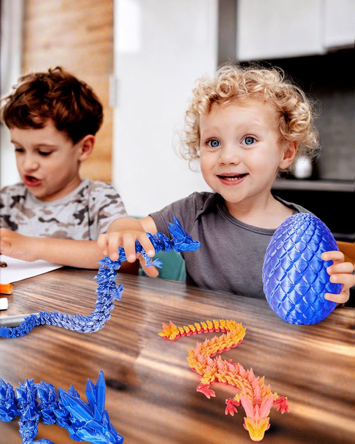 12" 3D Printed Dragon Easter Eggs with Dragon Inside, Prefilled Easter Dragon Egg with Dragon Toy for Basket Stuffers,Articulated Crystal Dragon Fidget Toy, 3D Printed Easter Gifts for Kids 6-8
