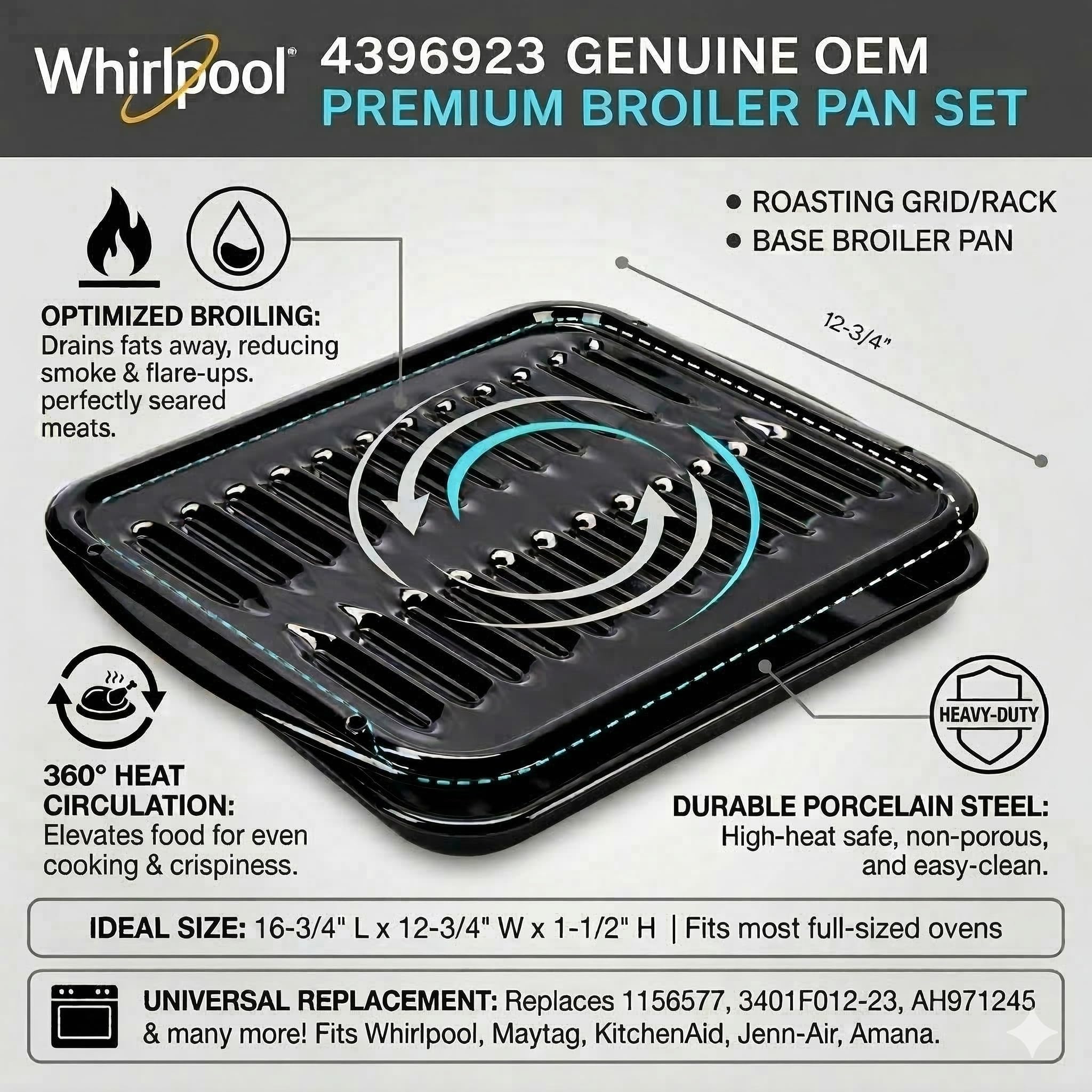 Amazon.com: Whirlpool 4396923 Genuine OEM Premium Broiler Pan