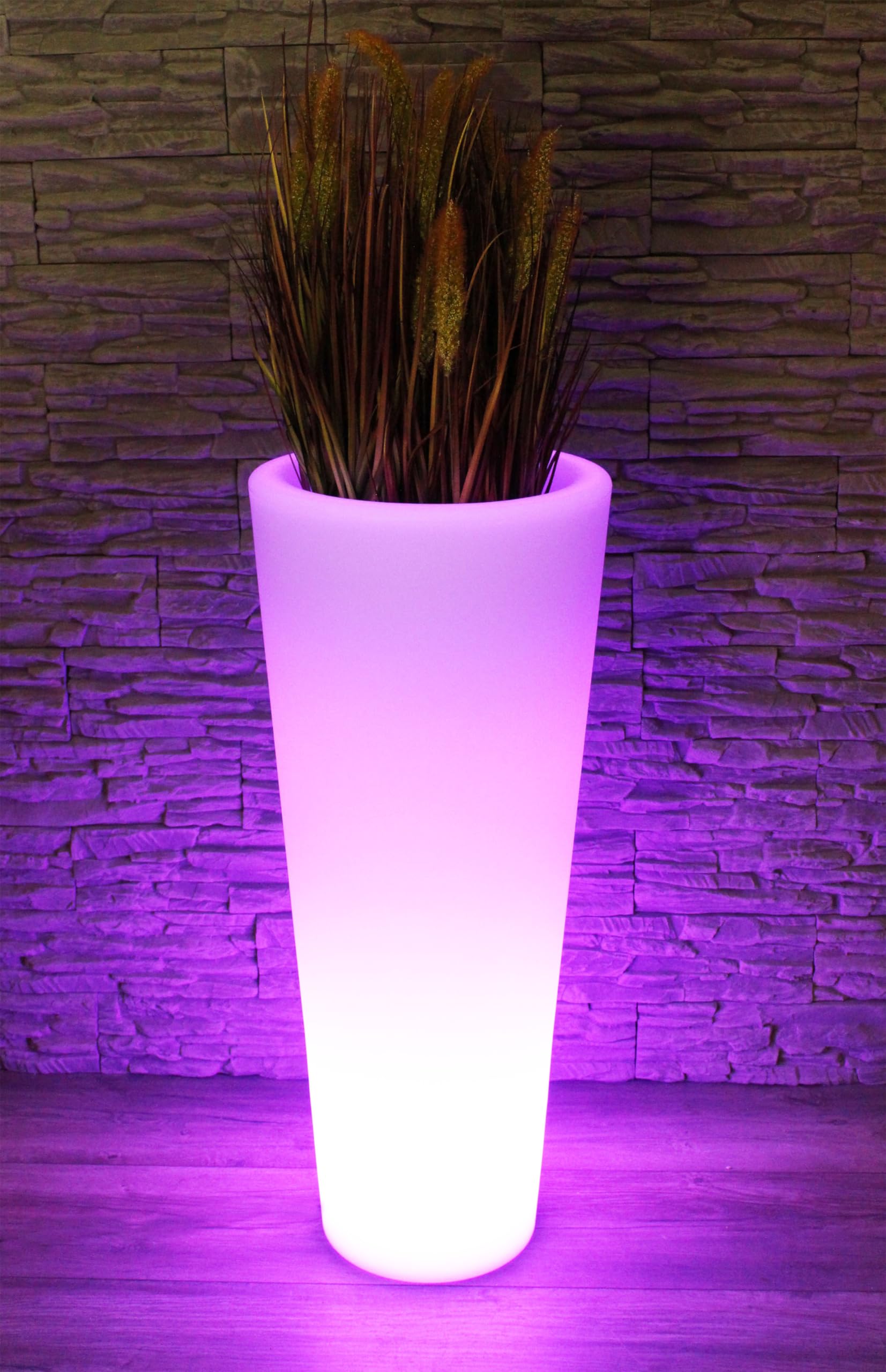 Arnusa Vaso da fiori moderno illuminato 90x37 cm fioriera PL404S vaso da fiori LED RGB con batteria e alimentatore per interni ed esterni