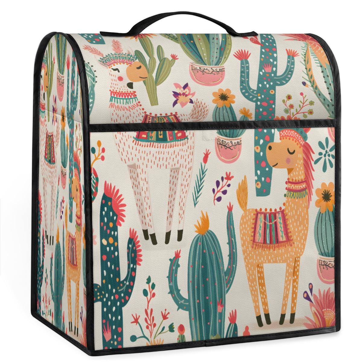 Coffee Maker Cover Cactus Alpaca Cute Kitchen Appliance Covers Small Appliance Covers Blender Cover Juicer Cover Dust Covers for Kitchen Appliances with Top Handle and Pockets,Washable,B914