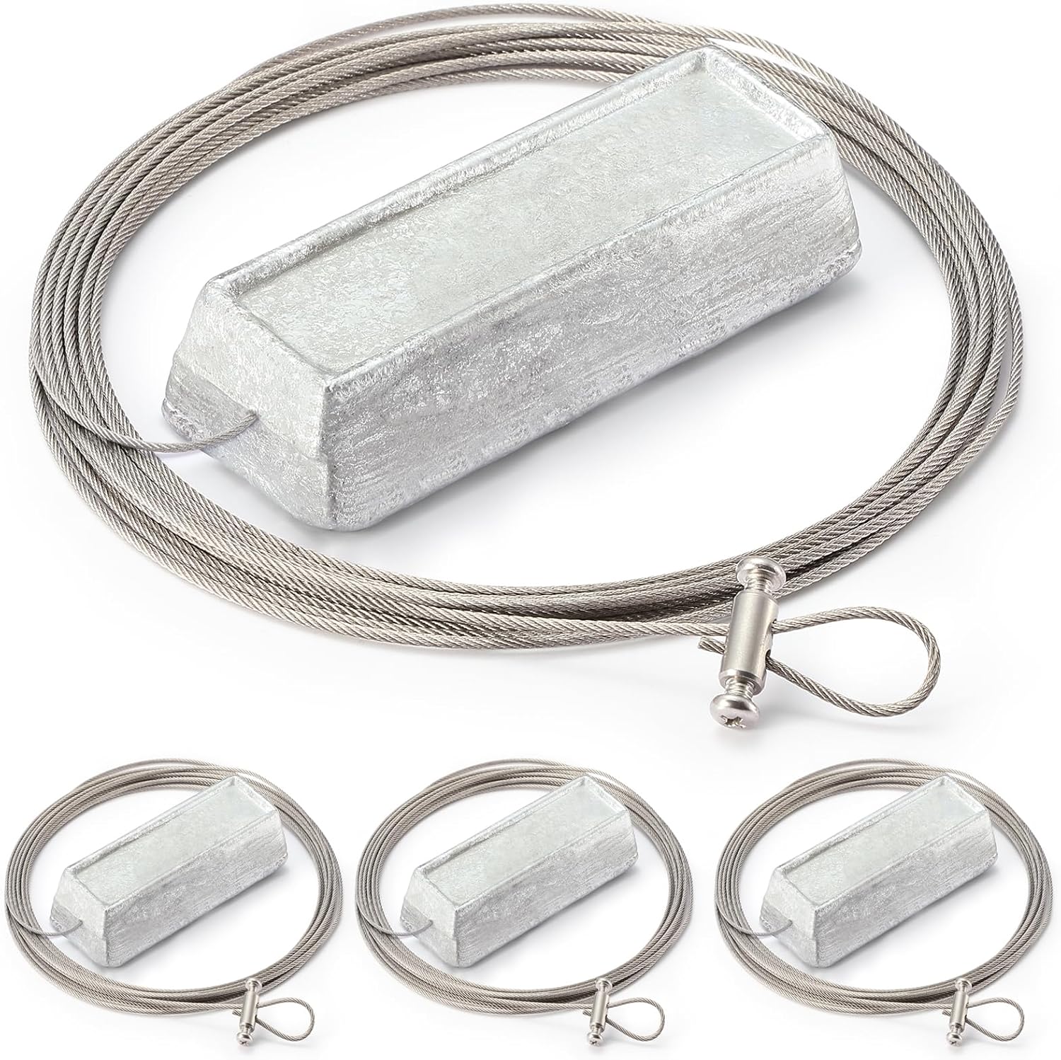 Sacrificial Zinc Marine Anode for Boat Lift and Dock Protection | Anti-Corrosion Zinc for Saltwater Pool | 2.4lbs with 20ft. 316 Stainless Steel Cable and 3 Crimps for Attachment