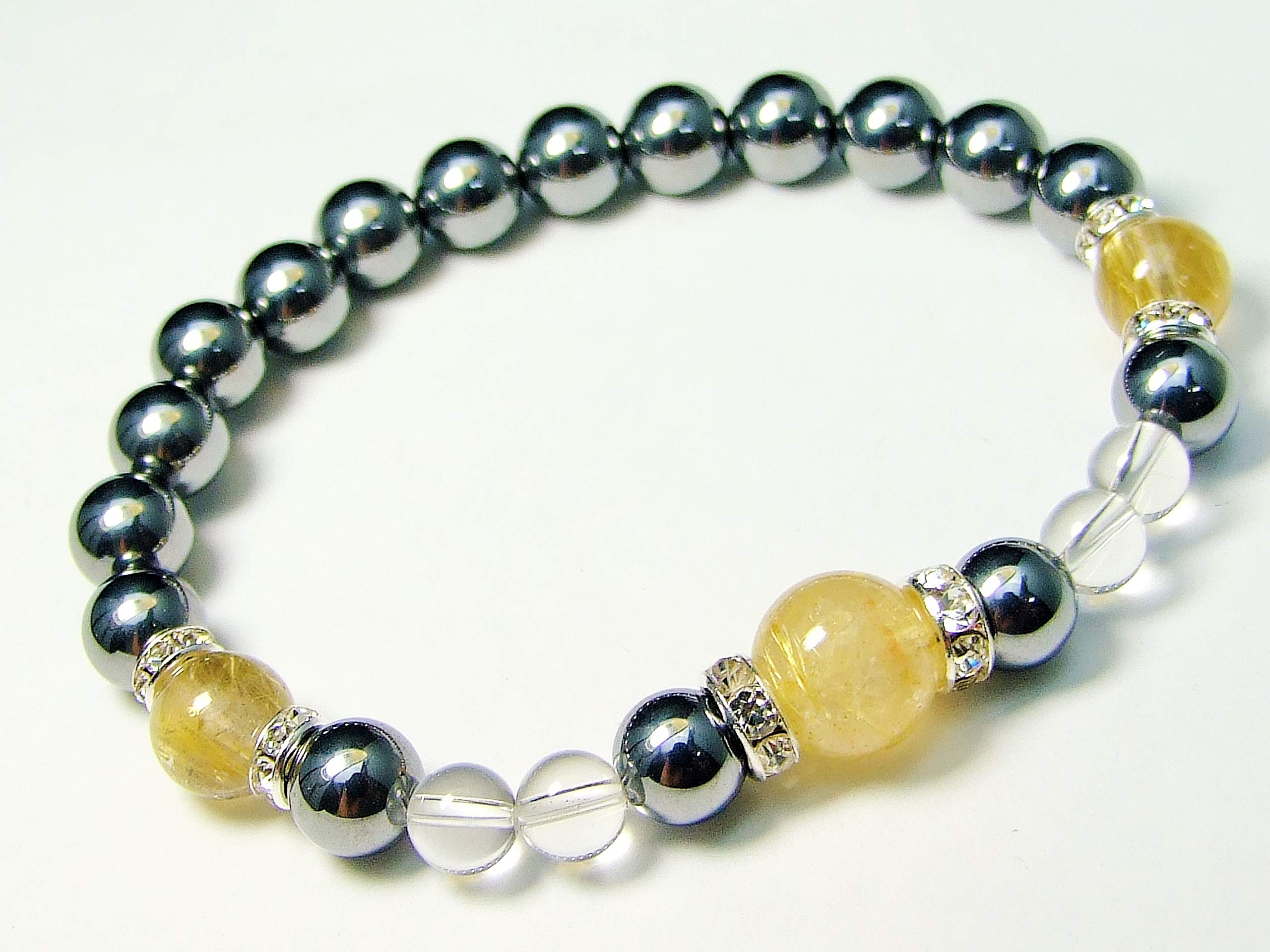 【天然石】タイチンルチルブレスレット【6mm玉】【18cm径】 天然石】タイチンルチルブレスレット【6mm玉】【18cm径】