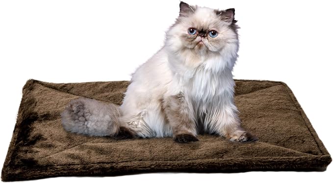 Furhaven ThermaNAP Self-Warming Cat Bed for Indoor Cats & Small Dogs, Washable & Reflects Body Heat – Quilted Faux Fur Reflective Bed Mat – Espresso, Small