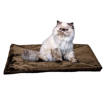 FurHaven Pet Heating Pad | ThermaNAP Faux Fur Self-Warming Cat Bed, Espresso
