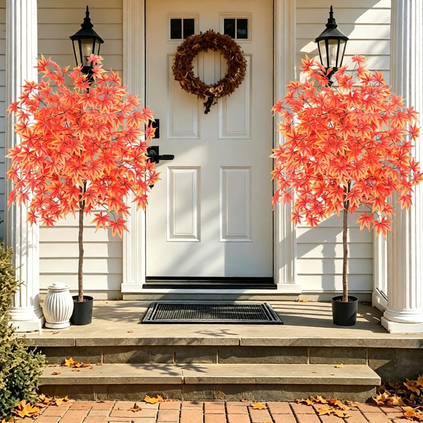2 Pezzi 160cm Albero di Acero Artificiale Rosso Decorazioni Autunnali