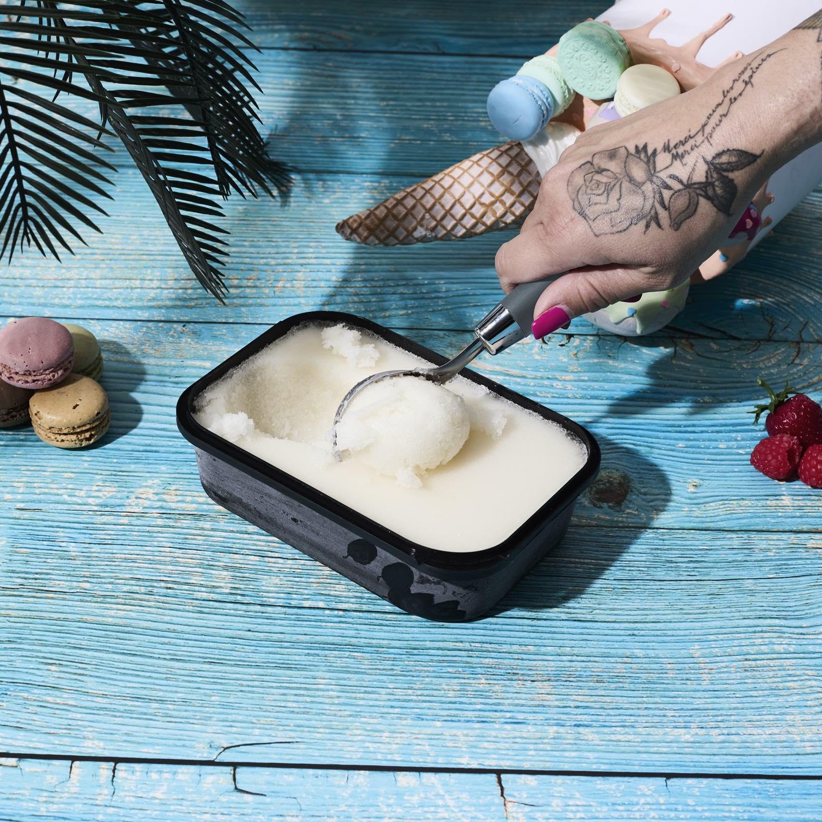 LILY COOK Eisportionierer Edelstahl - Ergonomischer Eislöffel Für Perfekte Eiskugeln