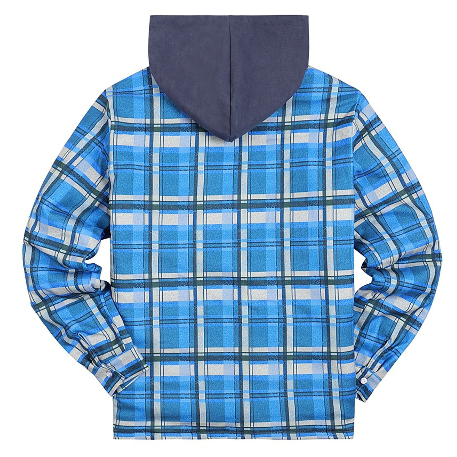 Herren Thermohemd Gefüttert Kariert Holzfällerhemd Warm Winterjacke Outdoor Arbeitshemd Karohemd mit Kapuze Männer Hemdjacke(Size:S,Color:Blau)