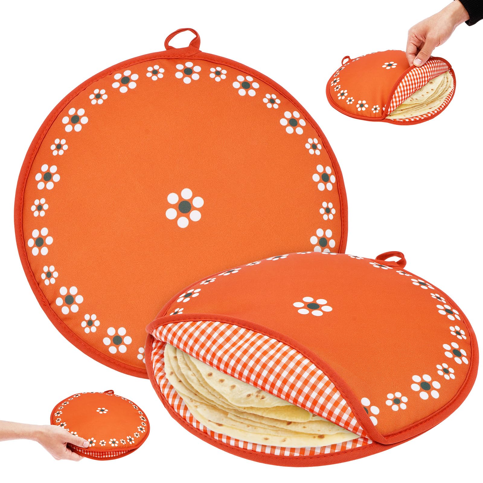2Pcs 30cm Tortilla Warmer Heat Container, Microwave Safe Polyester Tortilla Warmer Holder, Insulated Cloth Holders for Naans, Chapati, Corn Flour Tortillas, Pancake Flat Bread(Style 1)