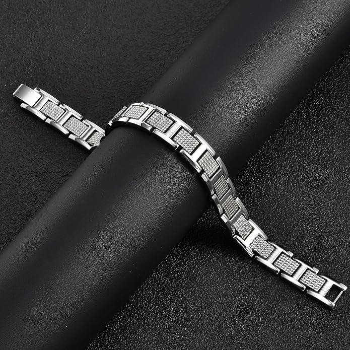 Pulsera de acero inoxidable para hombre VNOX plateada miniatura 5
