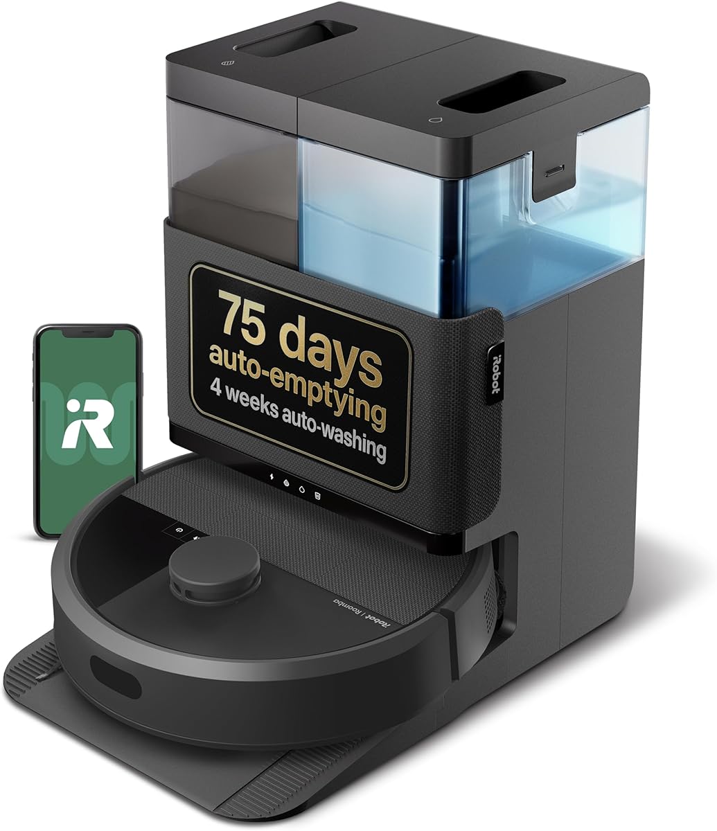 iRobot Roomba Plus 405 (G181) 2in1 Vacuum & Mop Robot with AutoWash Dock - Dual Spinning Mop Pads, Smart & Fast Mapping, Ideal for Pet Hair, Self-empties 75 days, Intense Suction, Pad Washing & Drying