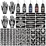 Moricher Henna tattoo kit Temporary Tattoo Kits 5 cones 96 Stencils Gifts for DIY Art Party