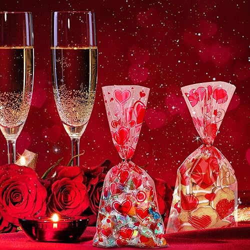 Miniatura 2 de Zonon 175 bolsas de celofán para el día de San Valentín, bolsa de regalo de San Valentín, bolsa de regalo de San Valentín, bolsa de golosinas de