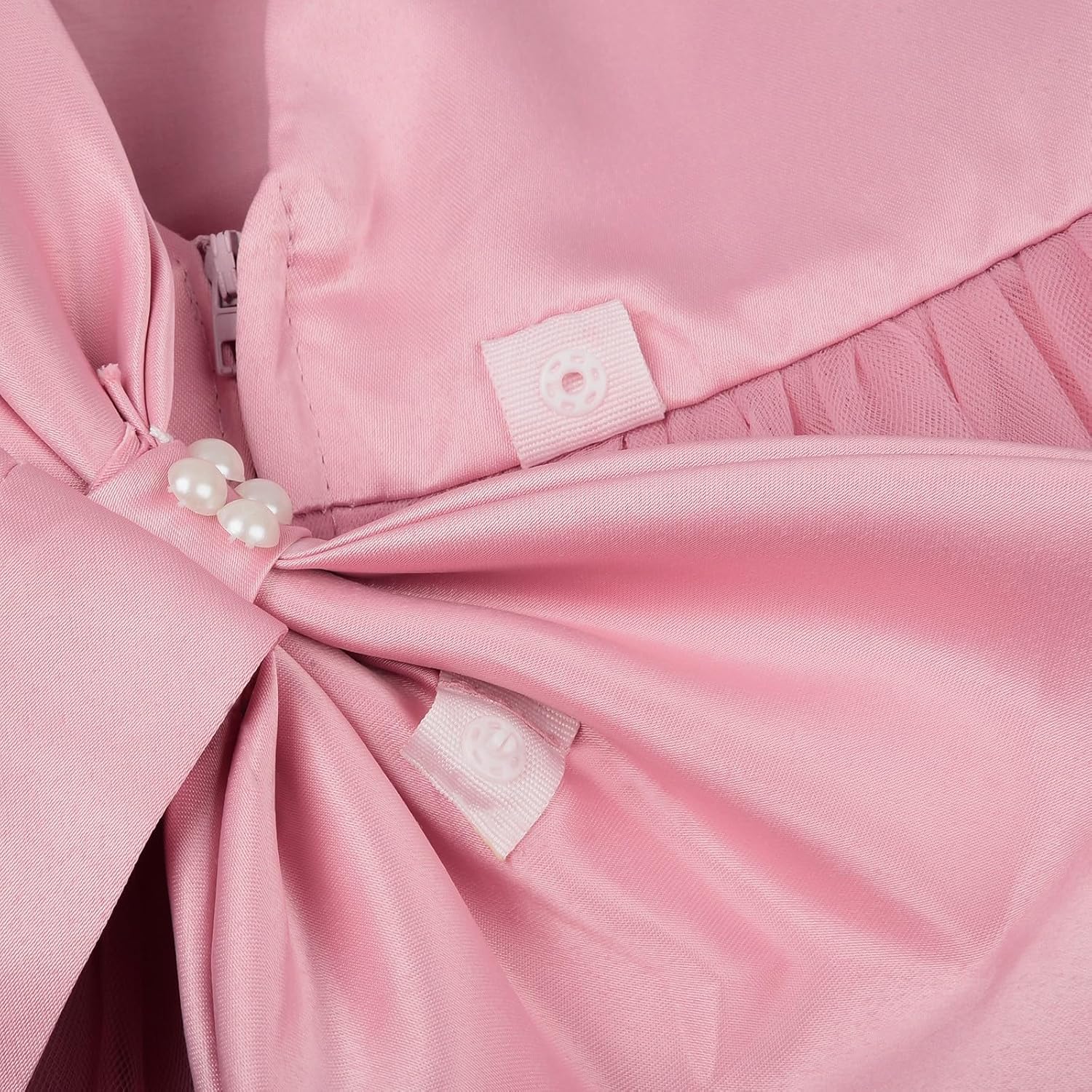 Uhnice Flower Girls Satin Dress Sleeveless V-Back Formal Ball Gown for Wedding Party - Image 5