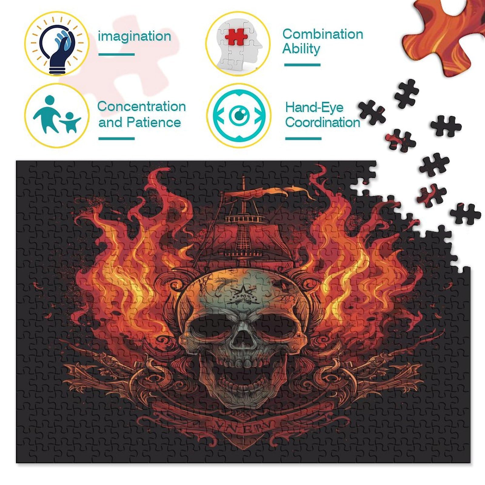 Czaszka Puzzle 1000 sztuk Puzzle 1000 sztuk dla dorosłych Edukacja Puzzle Wymagająca gra dla dorosłych Dekoracja domu 1000 sztuk (75 x 50 cm)