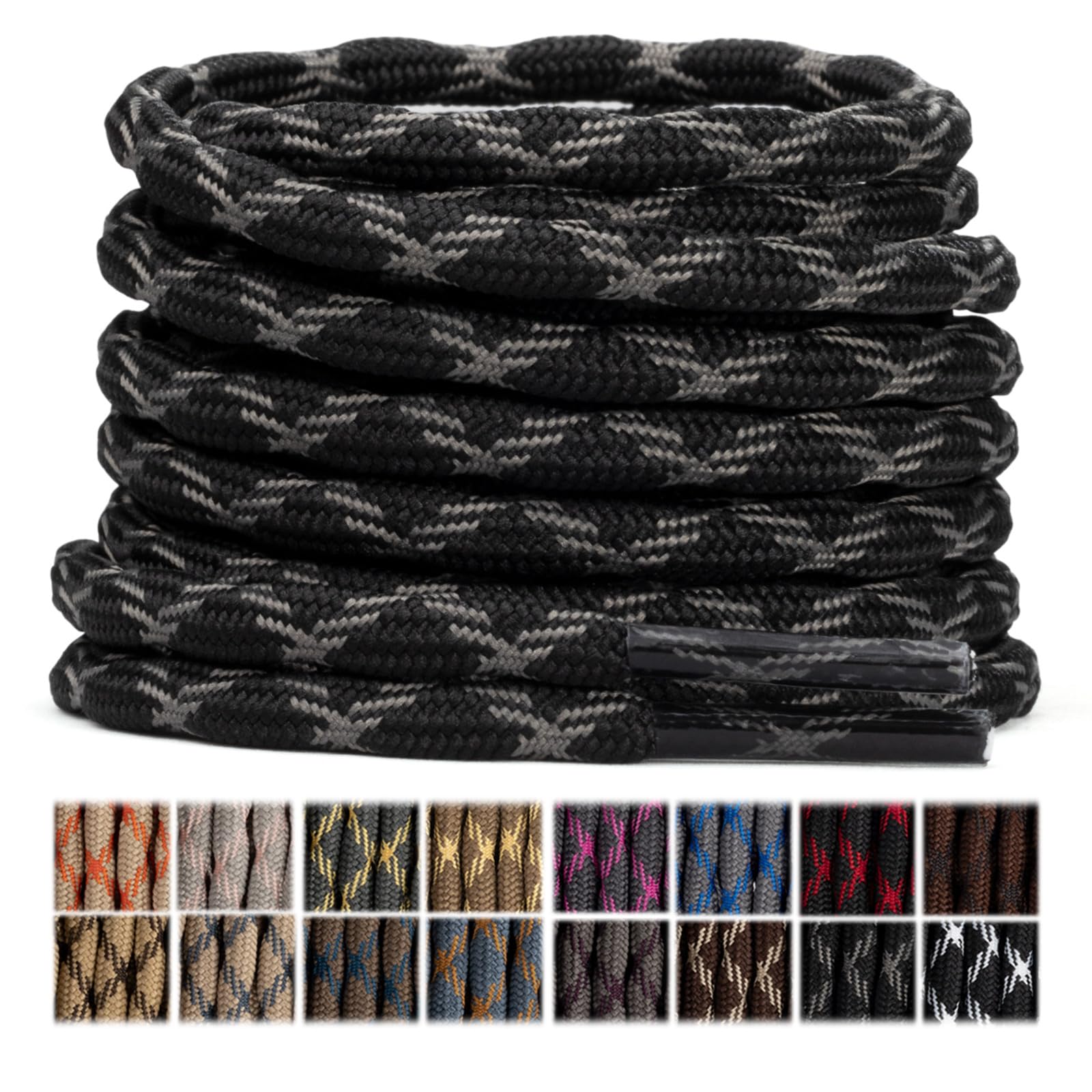 Stepace 2 Pares Cordones Redondos 4,5mm para Botas de Senderismo, Montaña y Trabajo, Cordones de Nylon Resistentes para Trekking — view 14