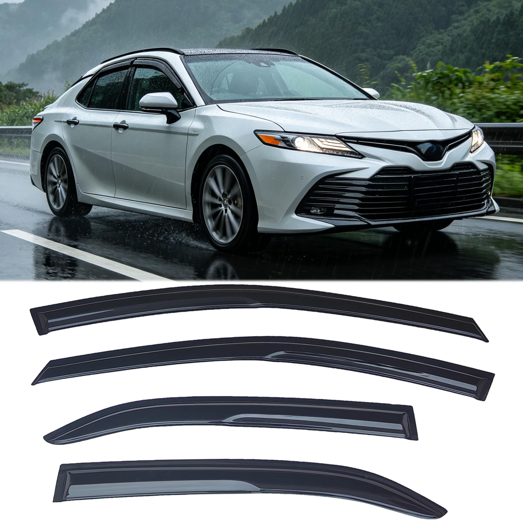 Smoke Window Visors Rain Guards Compatible with 2018-2024 Toyota Camry